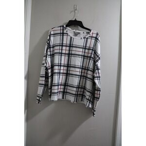 Natural Reflections Plaid Waffle Knit Long Sleeve Top Women's‎ Large